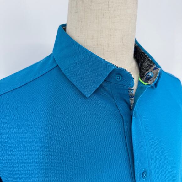 Robert Graham Casual Button Front Long Sleeve Shirt Solid Marine Blue M - Picture 4 of 10